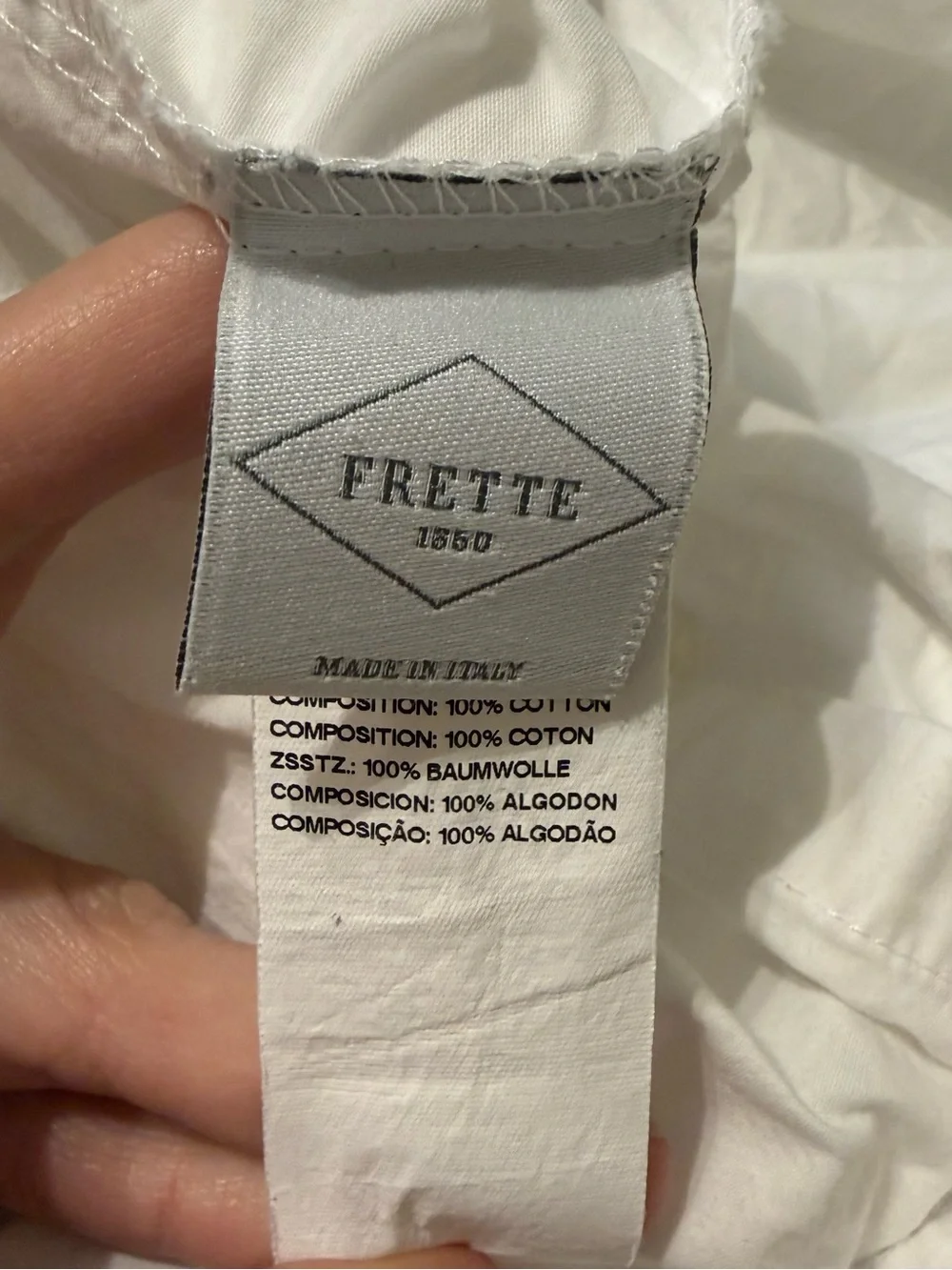 Frette Hotel Classic Percale King Flat Duvet White/Grey Preowned Cotton FLAWS